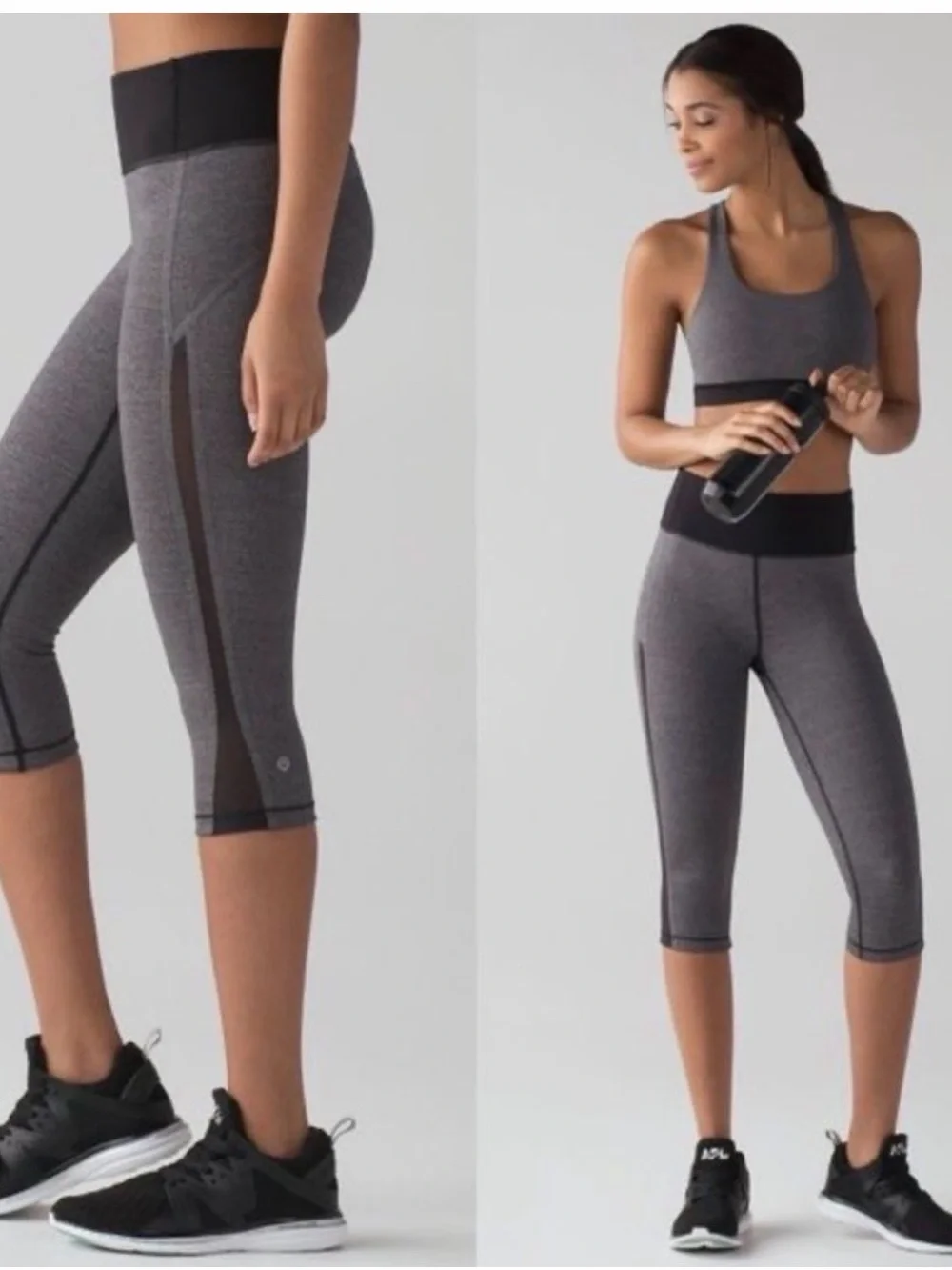 Lululemon Gray Smooth Stride Cropped Leggings Heather Gray 8